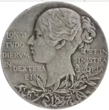 Монета Жетон Англии 1897 года Серебро 60 лет Правления Королевы Виктории