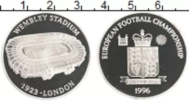 Монета Жетон Англии 1996 года Серебро Чемпионат Европы по футболу