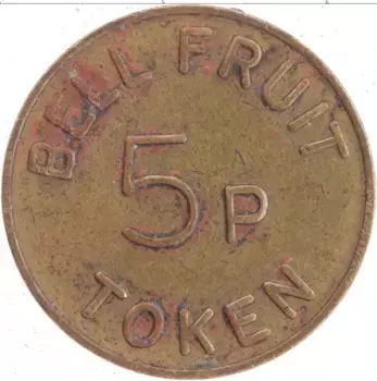 Монета Жетон Англии Латунь 5 пенсов Токен