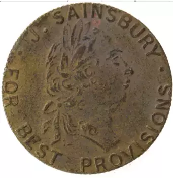 Монета Жетон Англии Латунь J Sainsbury 1798