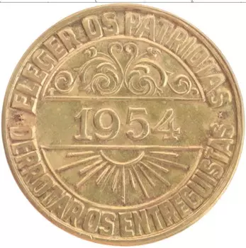 Монета Жетон Бразилии 1954 года Латунь Тирадентис