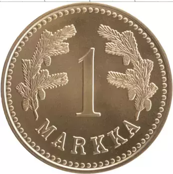 Монета Жетон Финляндии 1921 года Позолота 1 марка