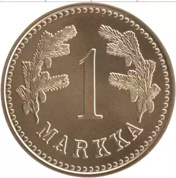 Монета Жетон Финляндии 1948 года Позолота 1 марка