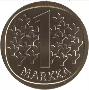 Монета Жетон Финляндии 1964 года Позолота 1 марка