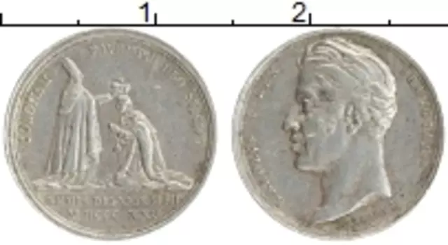 Монета Жетон Франции 1825 года Серебро На коронацию Карла Х