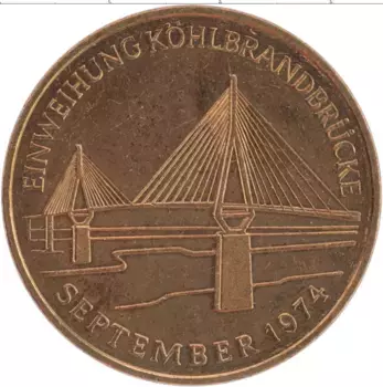 Монета Жетон ФРГ 1974 года Бронза Мост Гамбурга