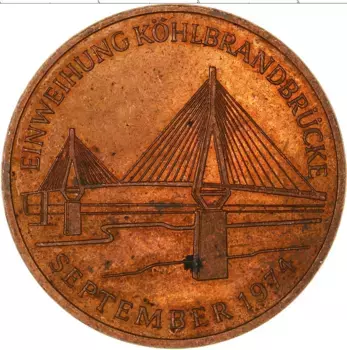 Монета Жетон ФРГ 1974 года Медь Гамбург, мост