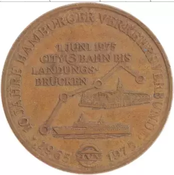 Монета Жетон ФРГ 1975 года Бронза Гамбург