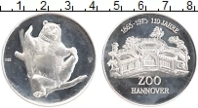 Монета Жетон ФРГ 1975 года Серебро 110 лет Зоопарку Ганновера