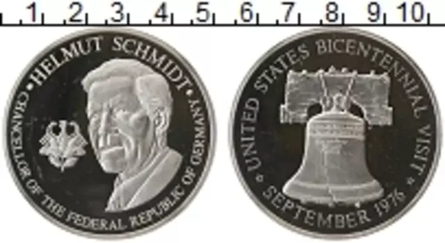 Монета Жетон ФРГ 1976 года Серебро Визит Гельмута Шмидта в США