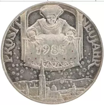 Монета Жетон ФРГ 1985 года Посеребрение С Новым годом!