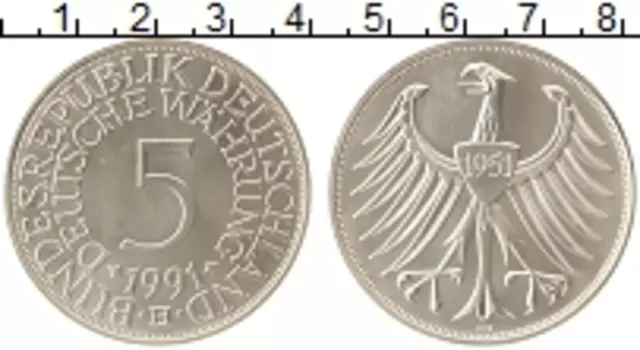 Монета Жетон ФРГ 1991 года Серебро 5 марок