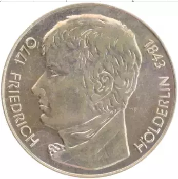 Монета Жетон ГДР 1968 года Медно-никель Фридрих Гёльдерлин