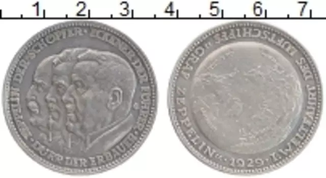Монета Жетон Германии 1929 года Серебро Граф Цепелин