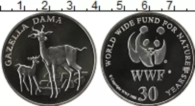 Монета Жетон Германии 1986 года Серебро 30 лет WWF Газель