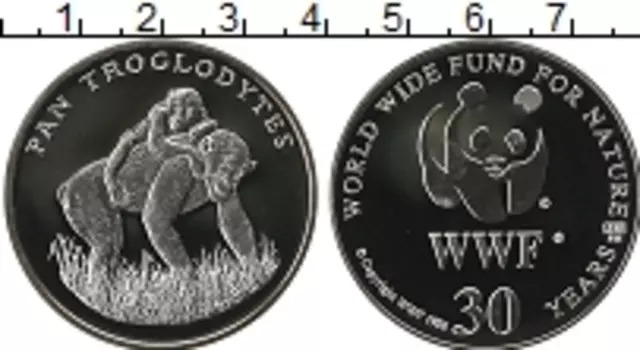 Монета Жетон Германии 1986 года Серебро 30 лет WWF Обезьяна