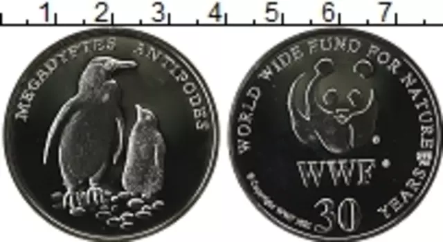 Монета Жетон Германии 1986 года Серебро 30 лет WWF, Пингвины