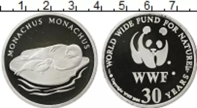 Монета Жетон Германии 1986 года Серебро 30 лет WWF Тюлень