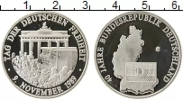 Монета Жетон Германии 1989 года Серебро 40-летие ФРГ