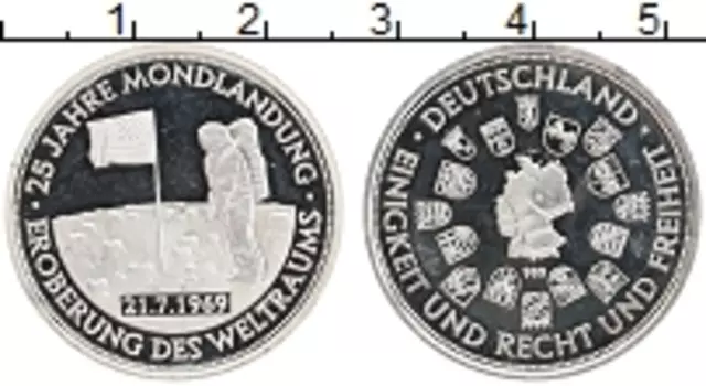Монета Жетон Германии 1994 года Серебро 25 лет высадке на Луну
