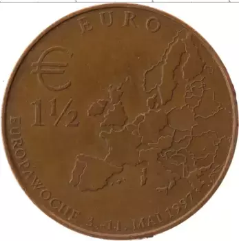 Монета Жетон Германии 1997 года Медь UNUSUAL , 1 1/2 евро