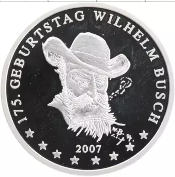 Монета Жетон Германии 2007 года Посеребрение Вильгельм Бусч