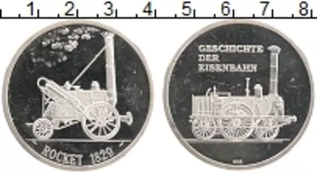 Монета Жетон Германии Серебро История железной дороги