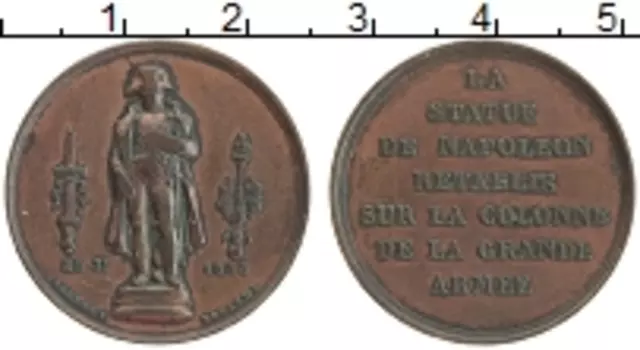 Монета Жетон Италии 1833 года Медь В честь установки памятника Наполеону