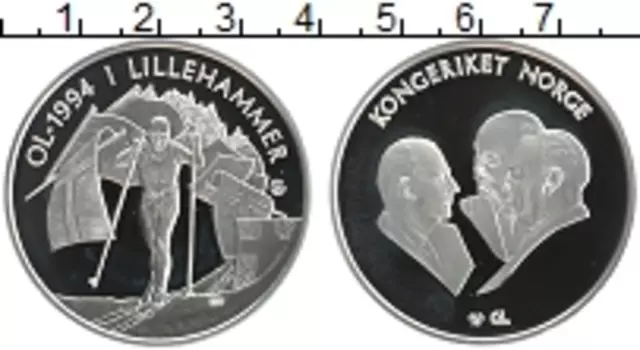 Монета Жетон Норвегии 1994 года Серебро XVII Зимние Олимпийские игры в Лиллехаммере