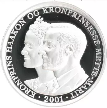 Монета Жетон Норвегии 2001 года Серебро Кронпринц Хокон и Метте-Марит