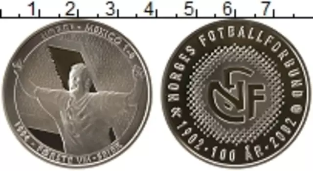 Монета Жетон Норвегии 2002 года Серебро 100 лет Норвежскому футболу
