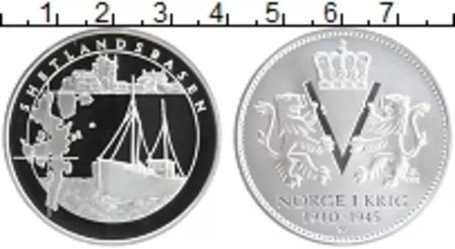 Монета Жетон Норвегии Серебро Переход в Шетландию