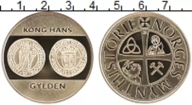 Монета Жетон Норвегии Серебро Позолота