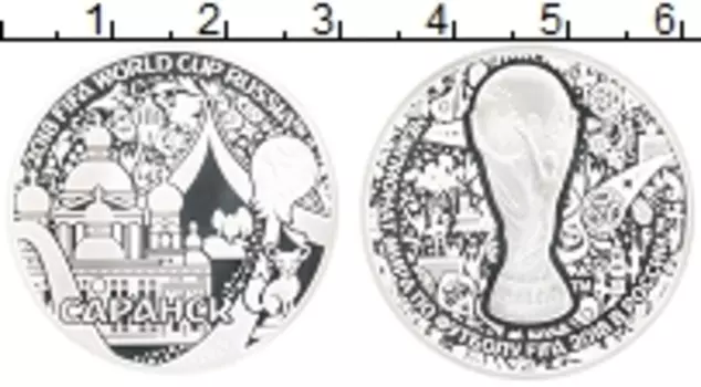 Монета Жетон России 2018 года Серебро Чемпионат Мира по футболу в России