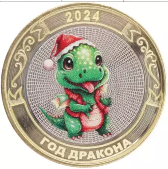 Монета Жетон России 2024 года Биметалл С Новым Годом 2024! Год Дракона