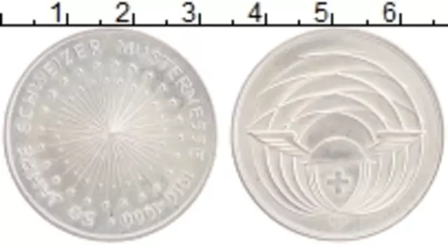 Монета Жетон Швейцарии 1966 года Серебро 50 лет ярмарке в Базеле