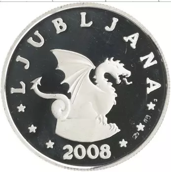 Монета Жетон Словении 2008 года Серебро Вхождение Словении в ЕС