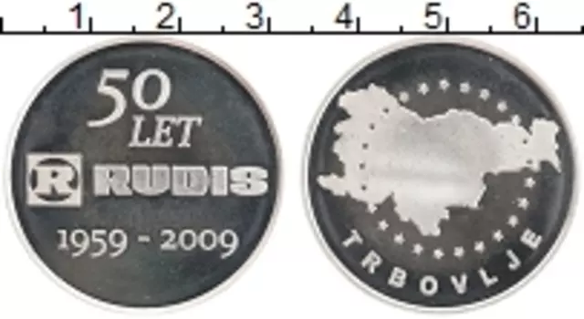 Монета Жетон Словении 2009 года Серебро 50 лет фирмы RUDIS 1959-2009
