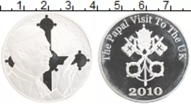 Монета Жетон Ватикана 2010 года Серебро Визит Папы в Великобританию