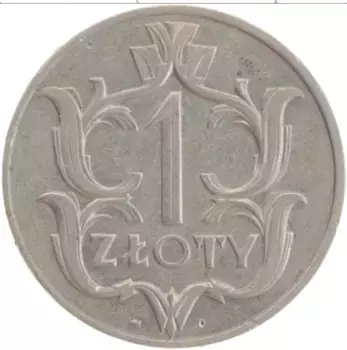 Монета злотый Польши 1929 года Медно-никель
