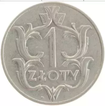 Монета злотый Польши 1929 года Медно-никель