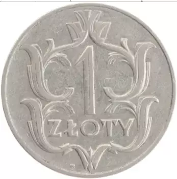 Монета злотый Польши 1929 года Медно-никель