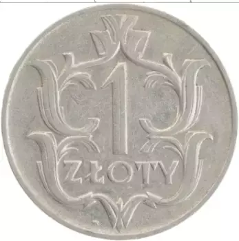 Монета злотый Польши 1929 года Медно-никель