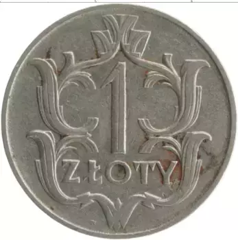 Монета злотый Польши 1929 года Медно-никель
