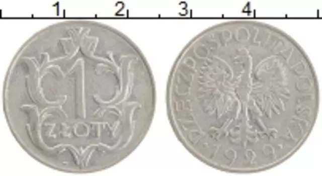 Монета злотый Польши 1929 года Медно-никель