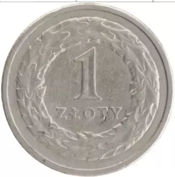 Монета злотый Польши 1991 года Медно-никель