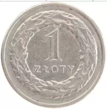 Монета злотый Польши 1992 года Медно-никель