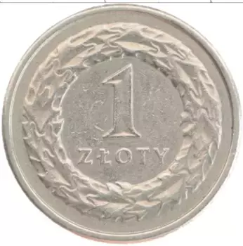 Монета злотый Польши 1992 года Медно-никель