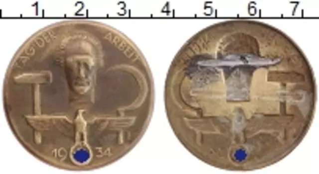 Монета Значок Третьего Рейха 1934 года Бронза Знак День труда