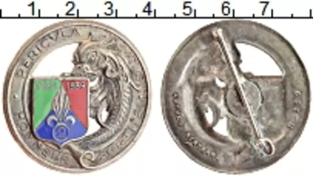 Монета Знак Франции 1939 года Посеребрение Полковой знак 2 инженерного полка